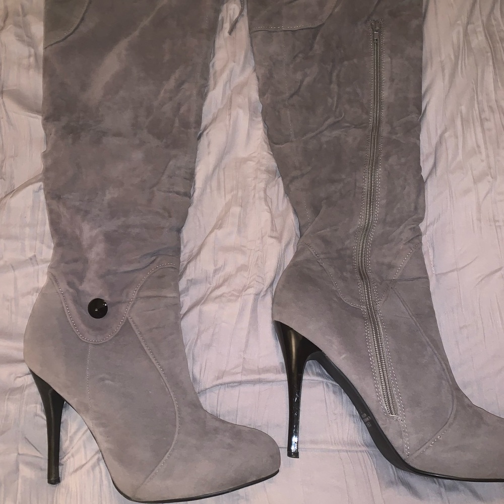 Gray over the knee sz 12 boot